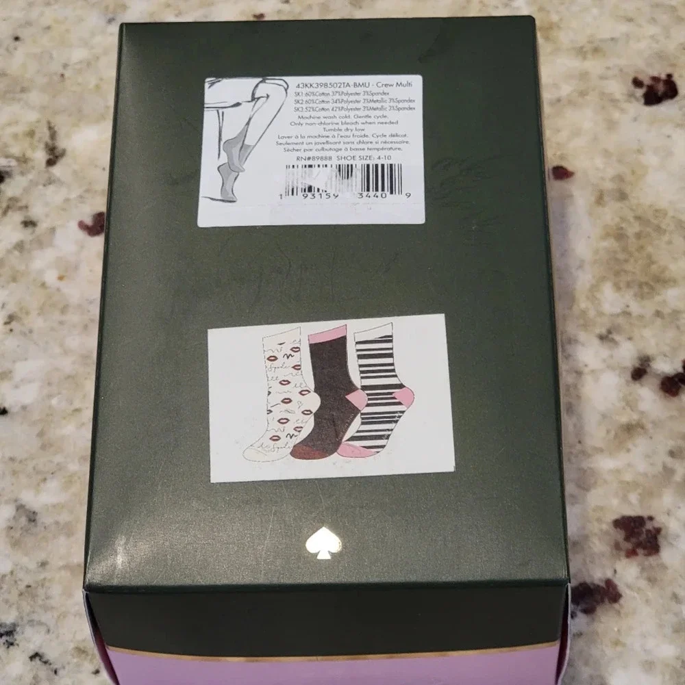 Kate Spade Crew Socks 3 Pack NWT